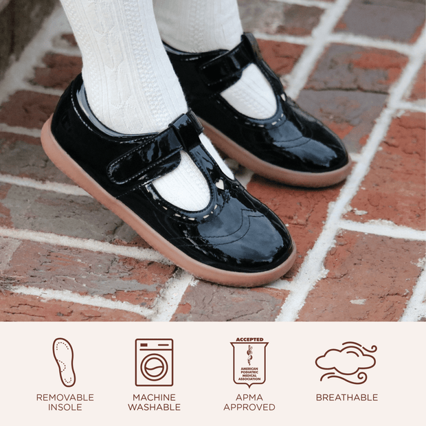 Black T Strap Uniform Shoes for Girls Livie Luca