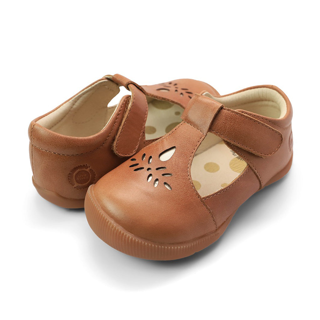 Vintage Brown T Strap Uniform Shoes for First Walkers Livie Luca