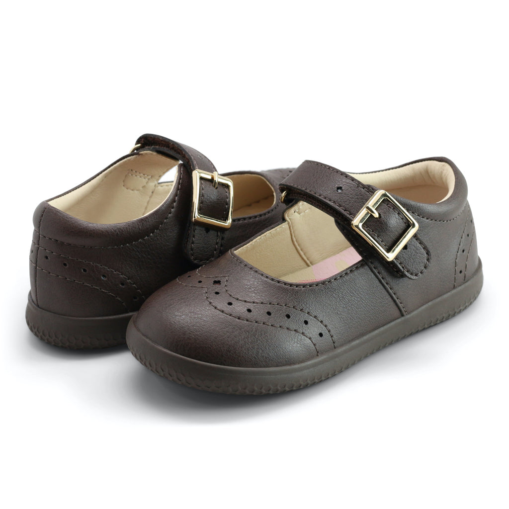 Brown Mary Janes with Buckle For Little Girls Toddler Youth Livie Luca